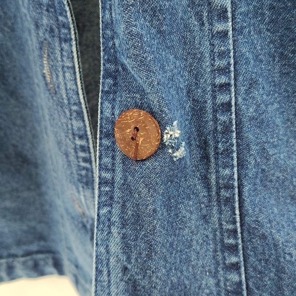 Passport Jean Jacket Large Fall Leaves Button Up Embroidery Cotton Vintage - Picture 5 of 8